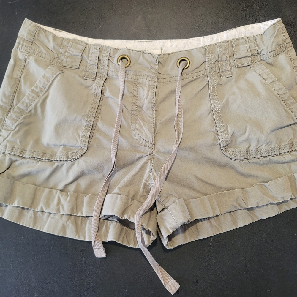 LOFT Tan Cargo Shorts with Cuffed Hem and Tie Waist
